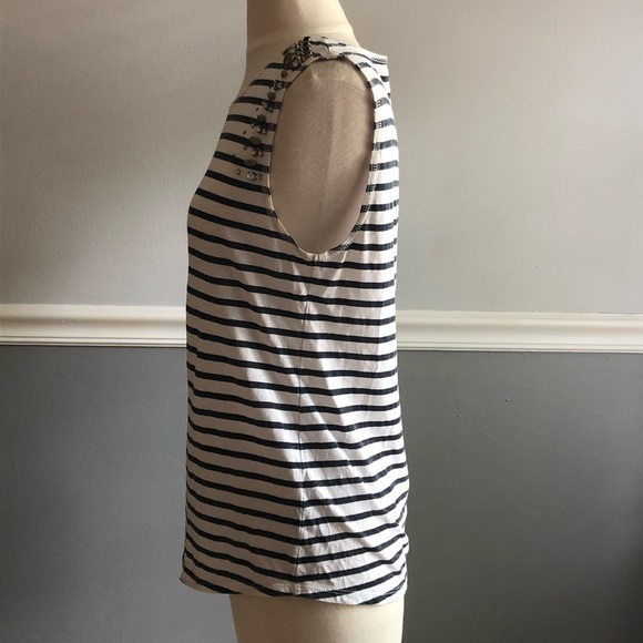 J. Crew Embellished Navy & White Striped Tank Top - Picture 4 of 8